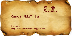 Rencz Márta névjegykártya