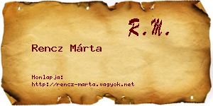 Rencz Márta névjegykártya